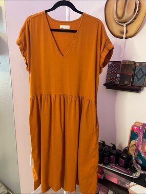 Lou & Grey for LOFT Linen Blend Rust Dress